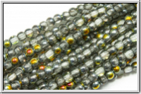 b�hm. Glasperle, rund, 2mm, crystal, trans., half marea, 1 Strang