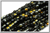 b�hm. Glasperle, rund, 2mm, black, op., half marea, 1 Strang