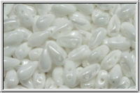 DropDuo-Beads, 3x6mm, white, op., shimmer, 50 Stk.