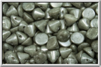 Button�-Beads, 4mm, white, op., grey marbled, 50 Stk.