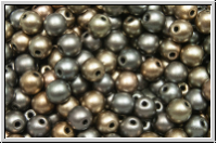 b�hm. Glasperle, rund, 4mm, zink, met., satin, iris., 50 Stk.