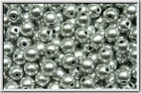 b�hm. Glasperle, rund, 4mm, silver, met., satin, 50 Stk.