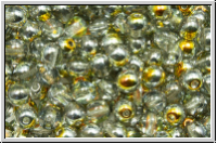 b�hm. Glasperle, rund, 4mm, crystal, trans., half marea, 50 Stk.
