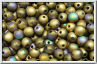 b�hm. Glasperle, rund, 4mm, crystal, trans., glittery amber, matte, 50 Stk.