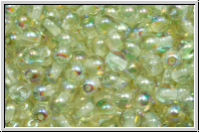 b�hm. Glasperle, rund, 4mm, crystal, trans., green AB, 50 Stk.