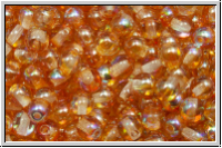 b�hm. Glasperle, rund, 4mm, crystal, trans., orange AB, 50 Stk.