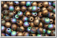 b�hm. Glasperle, rund, 4mm, crystal, trans., glittery bronze, matte, 50 Stk.