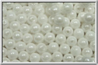 b�hm. Glasperle, rund, 4mm, white, op., white iris. sfinx, 50 Stk.