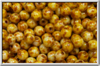 b�hm. Glasperle, rund, 4mm, white, op., dk. picasso, 50 Stk.