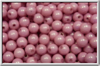 b�hm. Glasperle, rund, 4mm, white, op., rose marbled, 50 Stk.