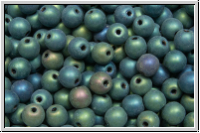b�hm. Glasperle, rund, 4mm, green, met., iris., matte, 50 Stk.