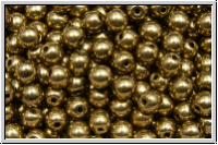 b�hm. Glasperle, rund, 4mm, 24kt goldbronze, met., 50 Stk.