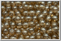 b�hm. Glasperle, rund, 4mm, topaz, lt. smoke, trans., luster, 50 Stk.