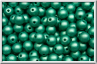 b�hm. Glasperle, rund, 4mm, white, alabaster, teal met. matte, 50 Stk.