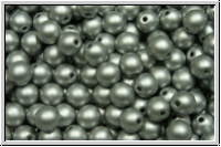 b�hm. Glasperle, rund, 4mm, white, alabaster, silver met. matte, 50 Stk.