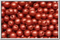 b�hm. Glasperle, rund, 4mm, white, alabaster, cinnabar met. matte, 50 Stk.