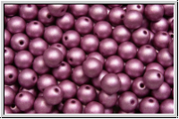 b�hm. Glasperle, rund, 4mm, white, alabaster, magenta met. matte, 50 Stk.