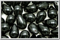 Drop Beads, 6x9mm, black, op., 20 Stk.