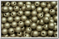 b�hm. Glasperle, rund, 4mm, white, alabaster, khaki met. matte, 50 Stk.
