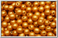 b�hm. Glasperle, rund, 4mm, white, alabaster, gold met. matte, 50 Stk.