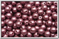 b�hm. Glasperle, rund, 4mm, white, alabaster, burgundy pastel, 50 Stk.