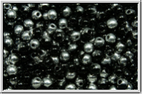 b�hm. Glasperle, rund, 3mm, black, op., half silver, 50 Stk.
