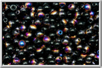 b�hm. Glasperle, rund, 3mm, black, op., half sliperit, 50 Stk.