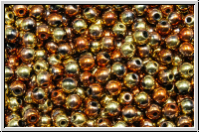 b�hm. Glasperle, rund, 3mm, black, op., california gold rush, 50 Stk.