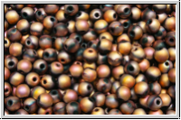 b�hm. Glasperle, rund, 3mm, black, op., full capri rose, matte, 50 Stk.