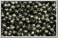 b�hm. Glasperle, rund, 3mm, black, op., antique chrome, matte, 50 Stk.