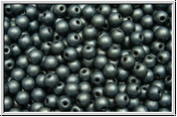 b�hm. Glasperle, rund, 3mm, hematite, met., matte, 50 Stk.