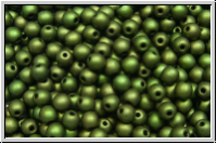 b�hm. Glasperle, rund, 3mm, green, met., matte, 50 Stk.
