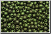b�hm. Glasperle, rund, 3mm, green, met., luster, matte, 50 Stk.