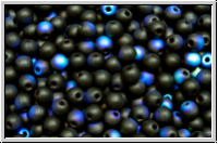 b�hm. Glasperle, rund, 3mm, black, op., AB, matte, 50 Stk.