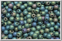b�hm. Glasperle, rund, 3mm, green, met., matte, iris., 50 Stk.