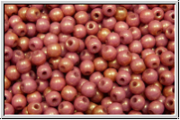 b�hm. Glasperle, rund, 3mm, white, op., peach marbled, 50 Stk.