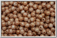 b�hm. Glasperle, rund, 3mm, white, op., rose gold marbled, 50 Stk.