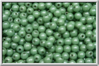 b�hm. Glasperle, rund, 3mm, white, op., green marbled, 50 Stk.