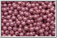 b�hm. Glasperle, rund, 3mm, white, op., bronze lila luster, 50 Stk.