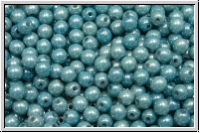 b�hm. Glasperle, rund, 3mm, white, op., blue/grey marbled, 50 Stk.