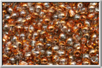 b�hm. Glasperle, rund, 3mm, crystal, trans., half sunset, 50 Stk.