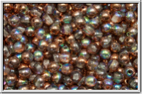b�hm. Glasperle, rund, 3mm, crystal, trans., copper AB, 50 Stk.