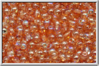 b�hm. Glasperle, rund, 3mm, crystal, trans., orange AB, 50 Stk.