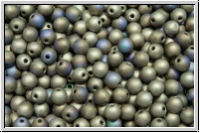 b�hm. Glasperle, rund, 3mm, crystal, trans., glittery argentic, matte, 50 Stk.