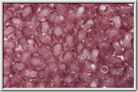 B�hm. Glasschliffperle, PRECIOSA, feuerpol., 3mm, crystal, trans., mauve (dyed), 50 Stk.