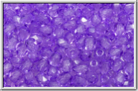 B�hm. Glasschliffperle, PRECIOSA, feuerpol., 3mm, crystal, trans., lavender (dyed), 50 Stk.