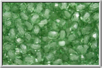 B�hm. Glasschliffperle, PRECIOSA, feuerpol., 3mm, crystal, trans., sage (dyed), 50 Stk.