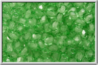 B�hm. Glasschliffperle, PRECIOSA, feuerpol., 3mm, crystal, trans., grass (dyed), 50 Stk.