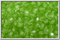 B�hm. Glasschliffperle, PRECIOSA, feuerpol., 3mm, crystal, trans., lime (dyed), 50 Stk.