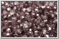 B�hm. Glasschliffperle, PRECIOSA, feuerpol., 3mm, crystal, trans., half labrador solgel violet, 50 Stk.
